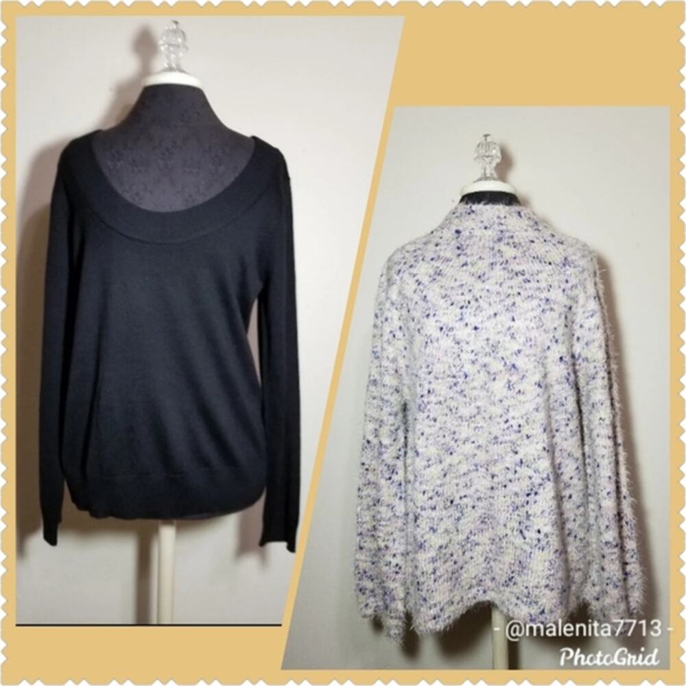 Calvin Klein Sweater Pullover Katherine Malandrino NWT Large Black Multicolor x2